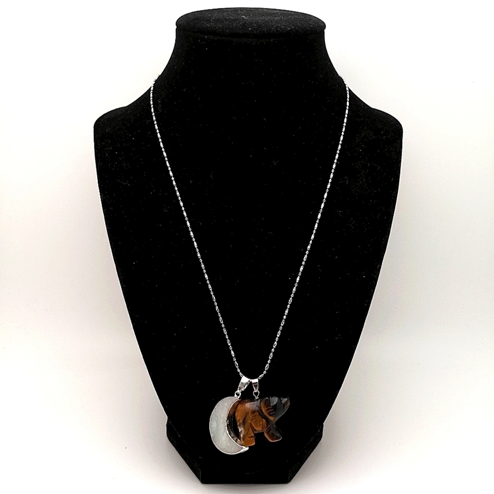 Adjustable Nature Bear Moon Charm Necklace - Picture 5 of 7